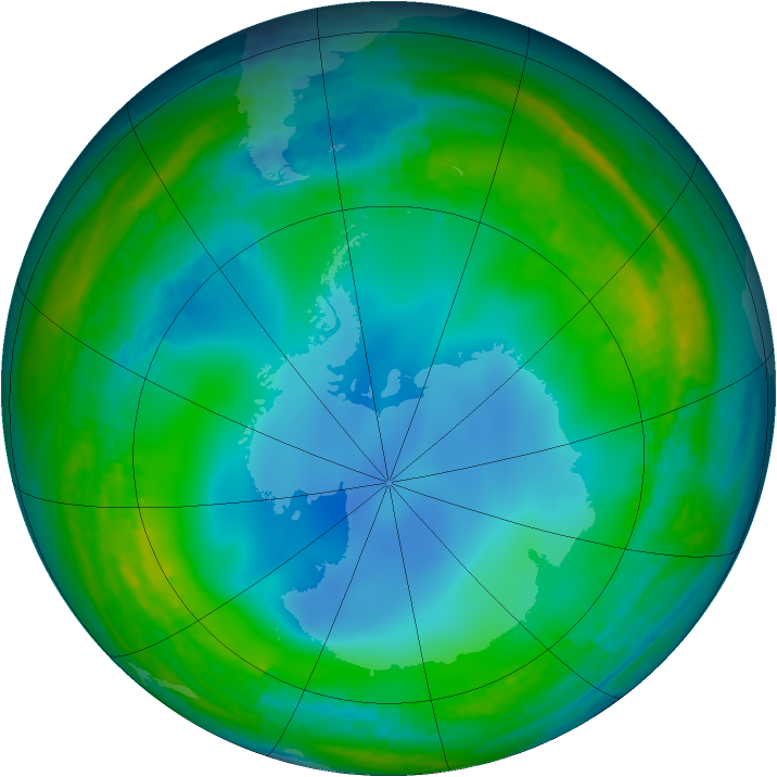 Antarctic ozone map for 11 June 2001